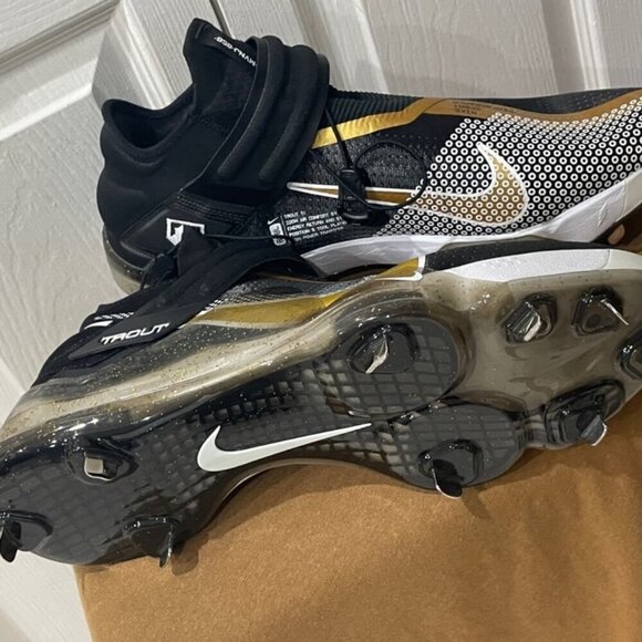 NIKE FORCE ZOOM TROUT BLACK METALLIC GOLD WHITE MEN CLEATS SZ 16 FOOTBALL SPORTS main image 13